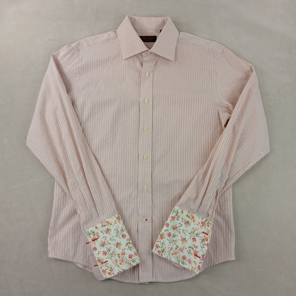 Takumi Japan Medium Mens Shirt French Cuff Floral‎ Accent 20x27 Fits A Small
